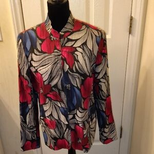 Alfred Dunner Red and Blue Floral Jacket
